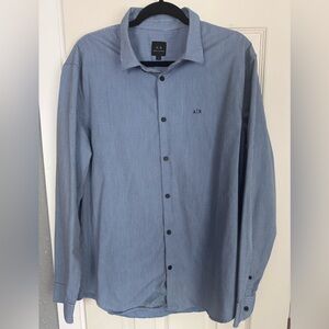 Armani Exchange Men's Blue Button Up Shirt